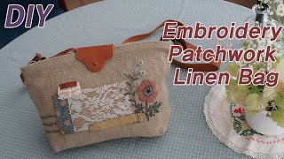 린넨가방에 프랑스자수를 놓았어요 │Embroidery Patchwork Linen Bag │ How To Make DIY Crafts Tutorial
