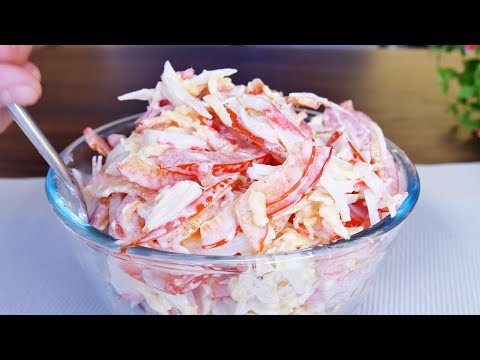 Этому блюду меня научил дедушка! Любимый рецепт, салат с крабовыми палочками!