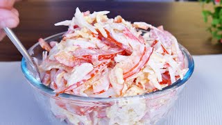 My grandfather taught me this dish! Favorite recipe, salad with crab sticks!