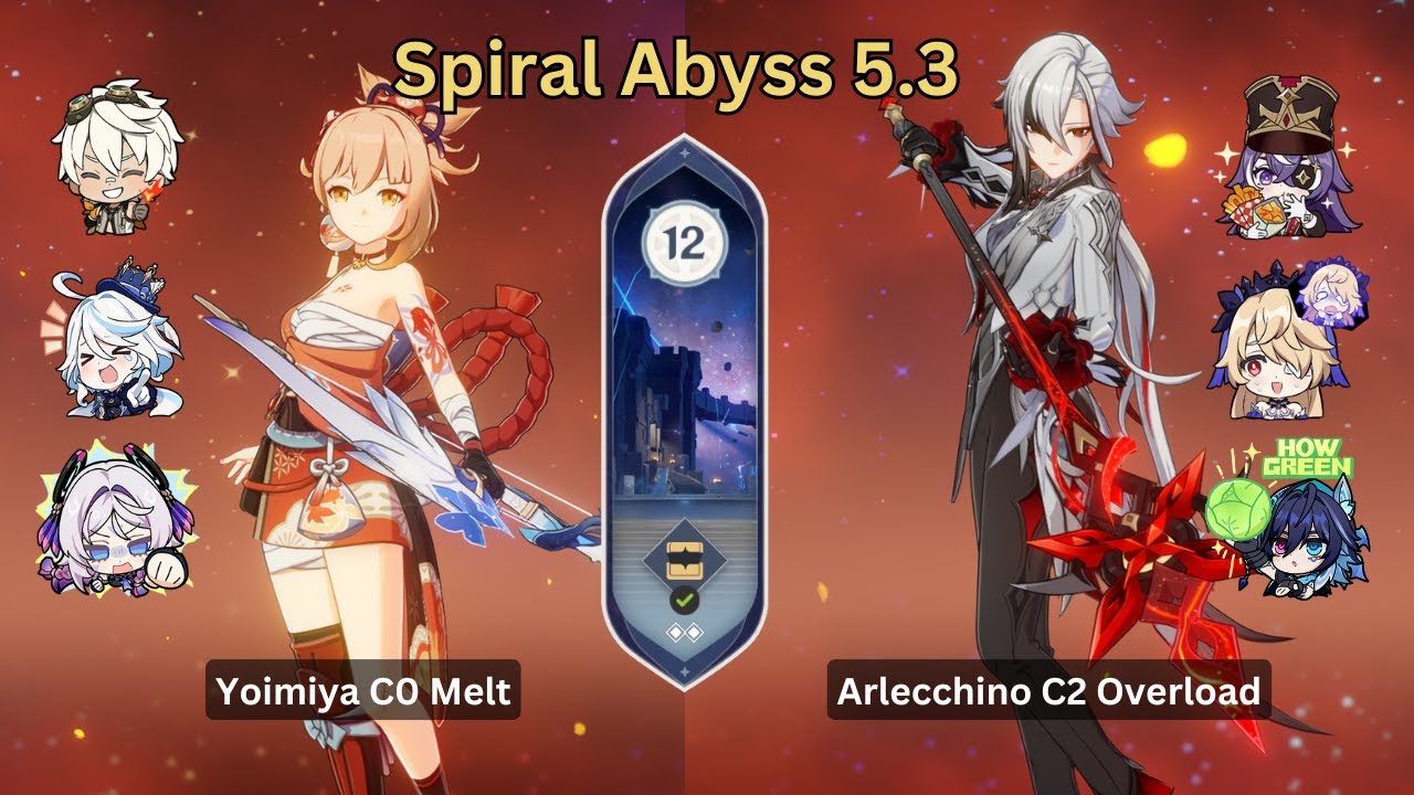 NEW Abyss 5.3! Yoimiya C0 Melt X Arlecchino C2 Overload / Floor 12 9 Stars / Genshin Impact