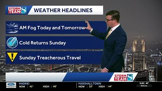 Iowa Weather Fog Continues Today With More Snow And Ice Chances This Weekend