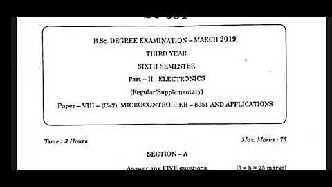 Microcontroller | Degree 6th sem Electronics Previous Question Paper 2019 | SK University