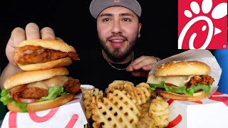 MUKBANG CHICK FIL A FEAST | SPICY GRILLED DELUXE + MAC N CHEESE