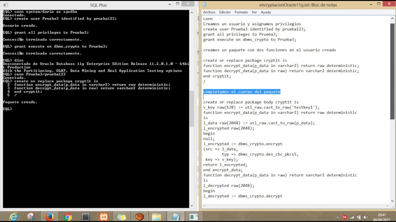encriptacion de datos en oracle 11g - YouTube