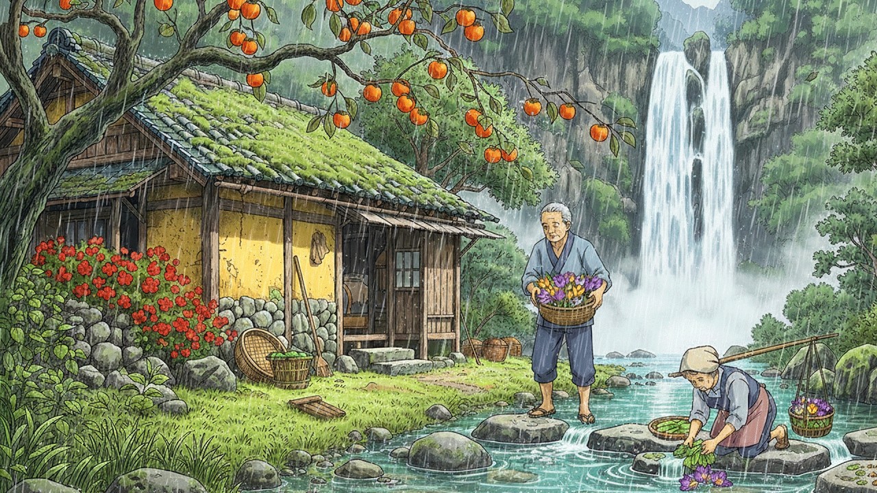 A Quiet Cozy Day in the forest House: Picking flower, Making dumpling | Ghibli Inspired Style