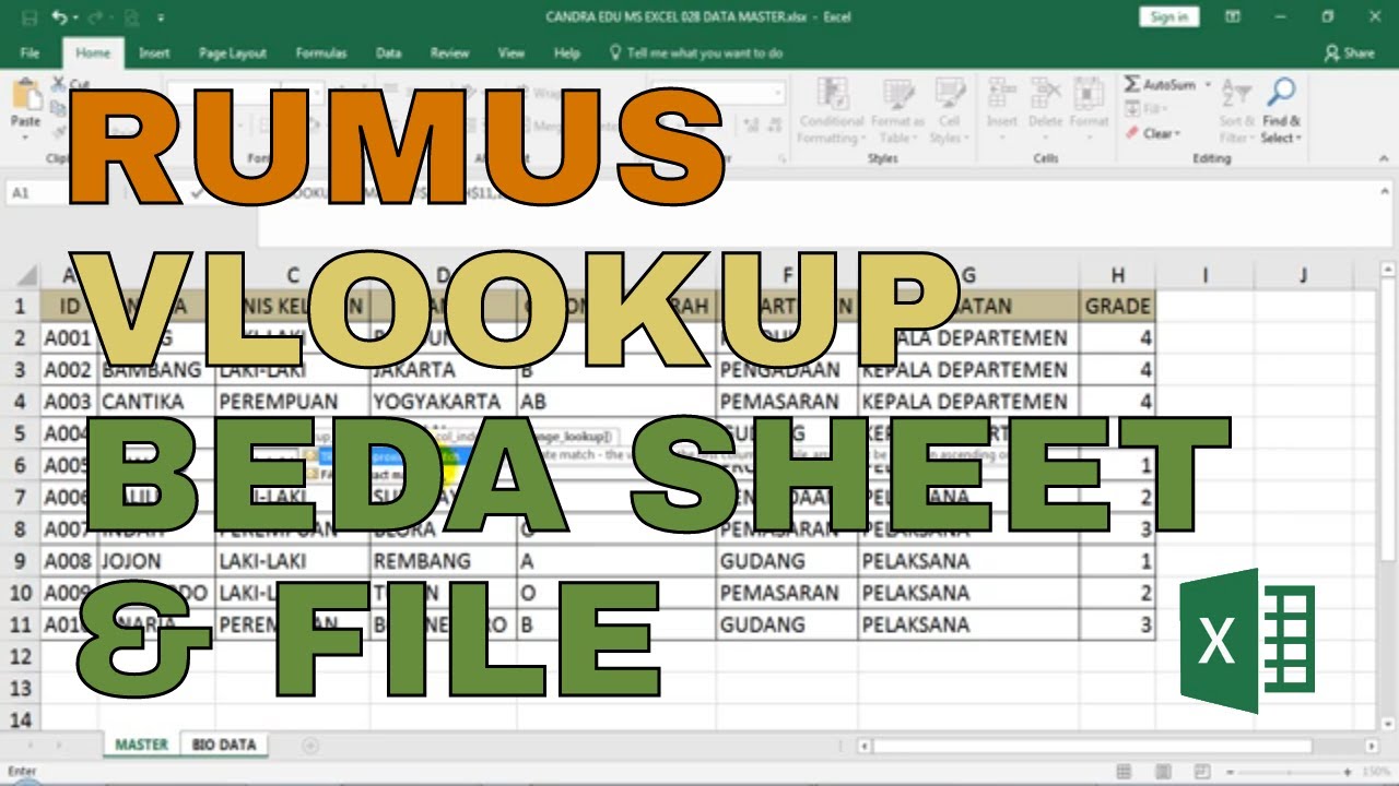 Rumus excel vlookup beda sheet dan file dokumen youtube