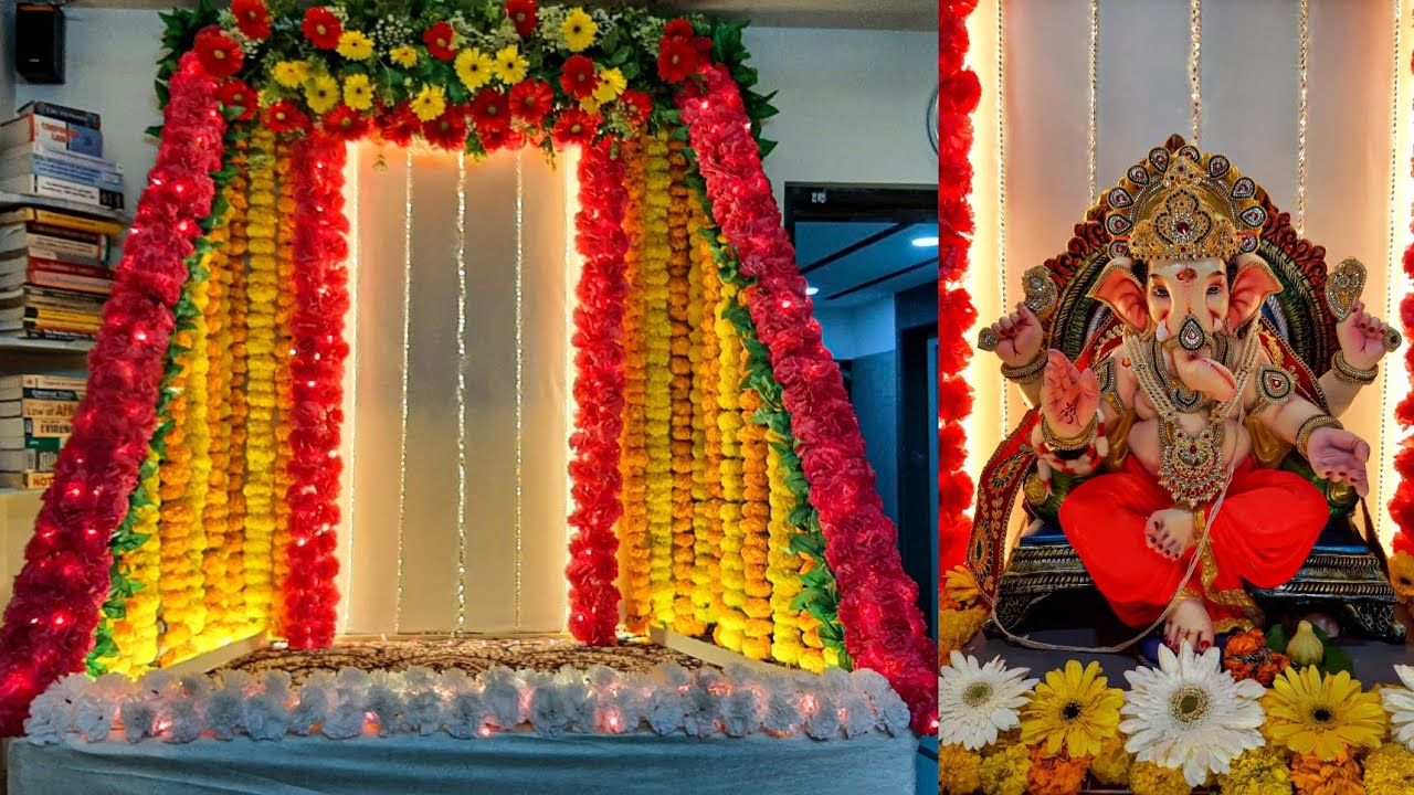 GANPATI DECORATION Decoration for Home GanpatiAkash Jangid YouTube