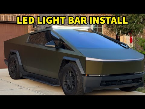 Installing Off Road Led Light Bar On My Tesla Cybertruck Awd, It Is Very Bright
