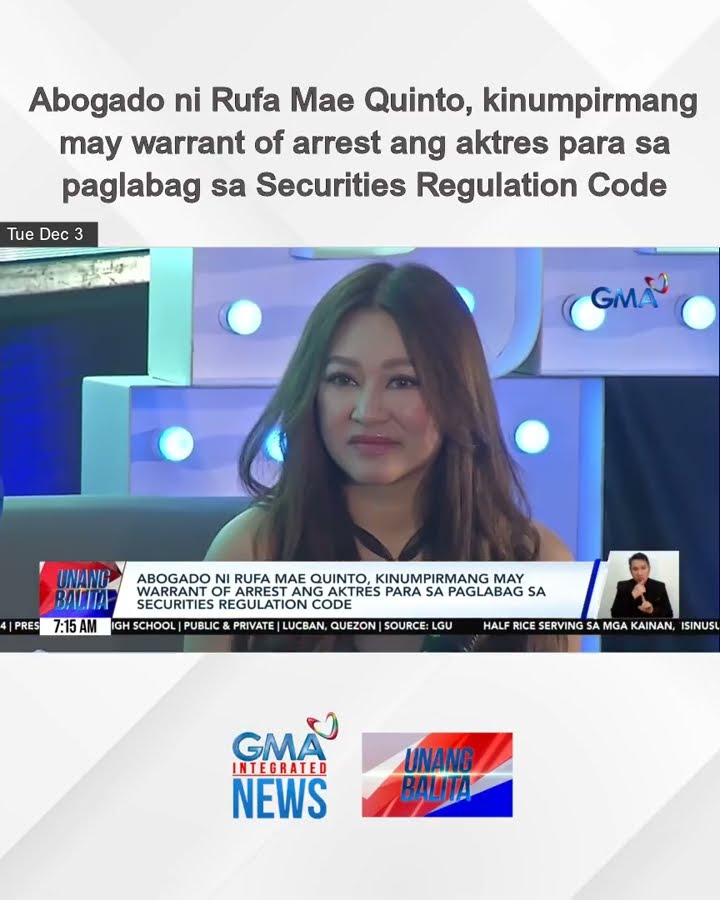 Abogado ni Rufa Mae Quinto, kinumpirmang may warrant of arrest ang aktres para sa... | Unang Balita