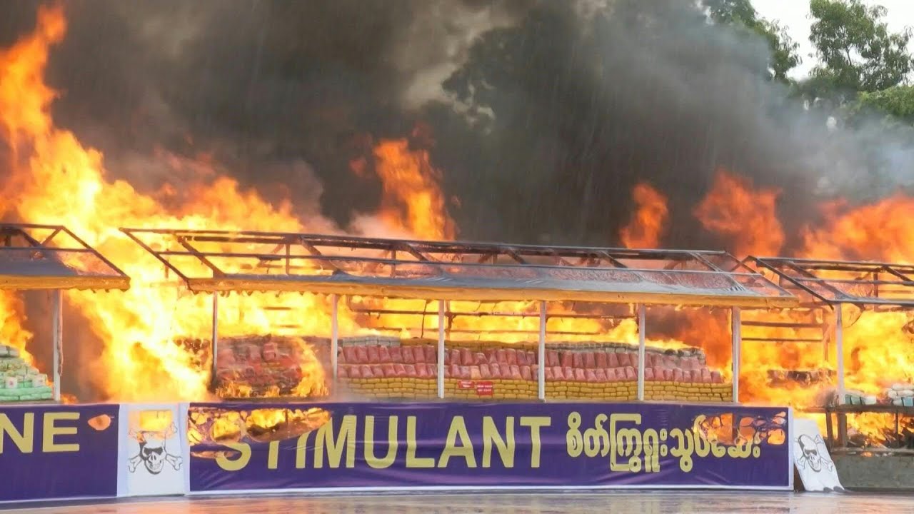 Myanmar authorities torch drugs worth halfbillion dollars YouTube