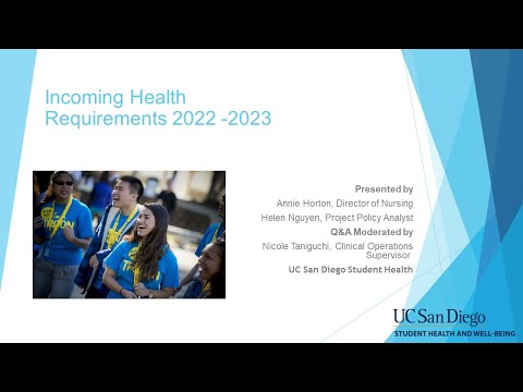 UC San Diego Incoming Health Requirements 2022-2023