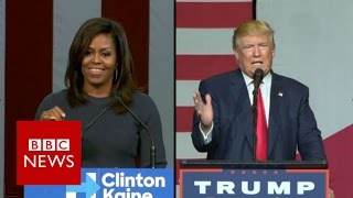 Michelle Obama and Donald Trump's duelling speeches - BBC News