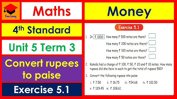 Money- Exercise 5.1- Part 1- Pages 35 to 50- 4th Standard- Maths- Unit 5- Term 3- Explained in tamil