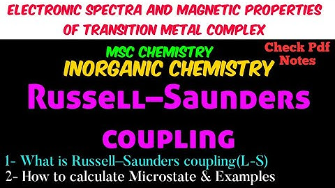 Russell-Saunders Coupling -Complete Explanation•MSc Chemistry INORGANIC #Notes @itschemistrytime