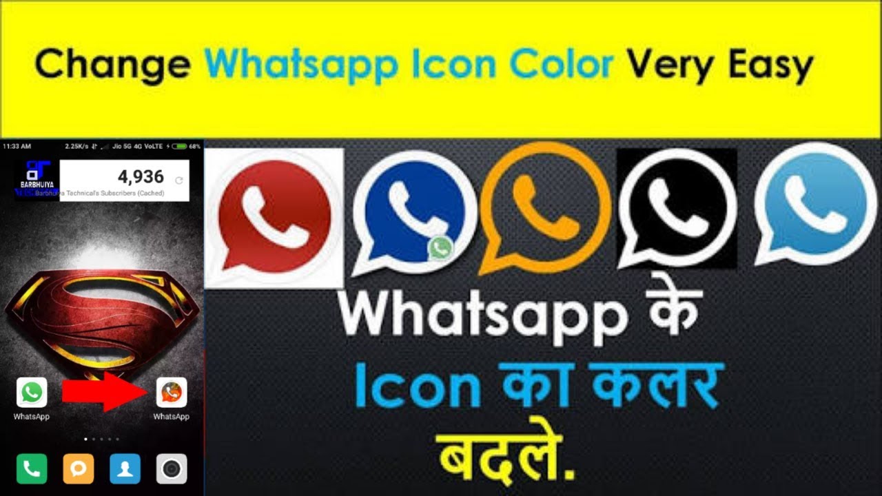 How To Change Whatsapp Icon Color Very Easy---Full Tutorial
