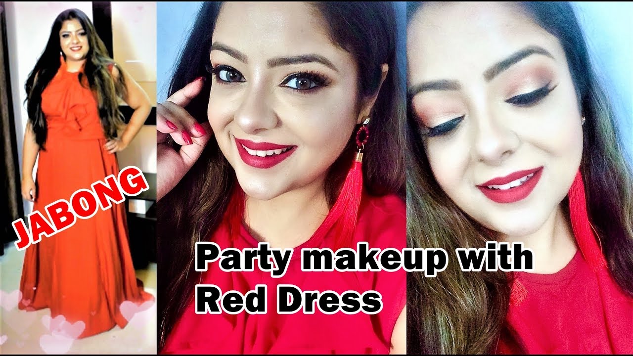Party Makeup With Red Dress In Hindi