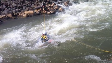 swiftwater rescue training-  river crossing  pendulum  technique