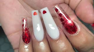 How to Encapsulate Nail Art | Red Hearts Acrylic Nail Tutorial