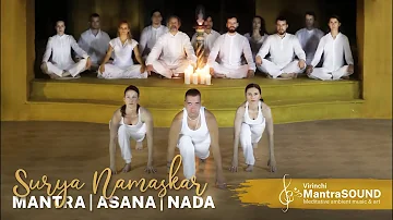 Surya Namaskar mantra, asana & yoga music | 12 rounds  - 12 mantra lyrics of Sun Salutation