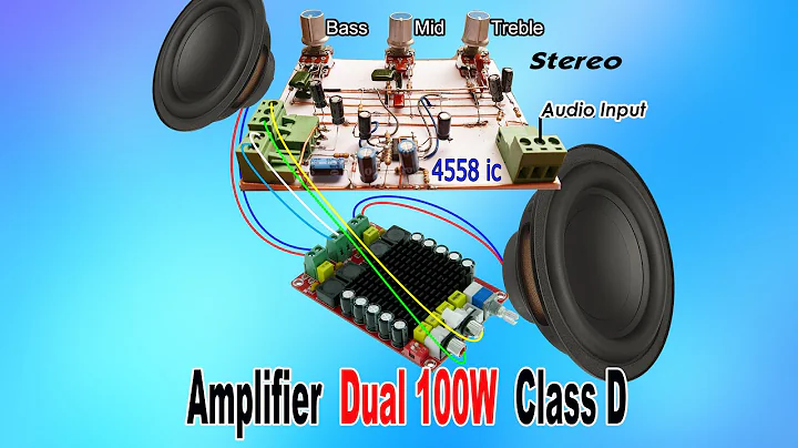 Diy 3-band graphic equalizer, dual 100W Class-D amplifier module TDA7498