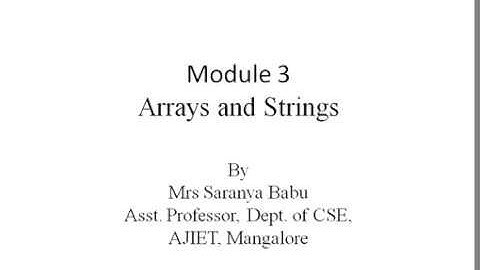 Module_3 - ARRAYS -Part I