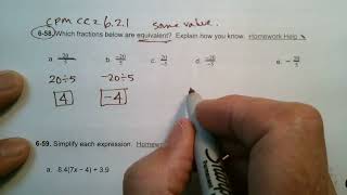 CPM CC2 Section 6.2.1 #6-58 (Equivalent fractions)
