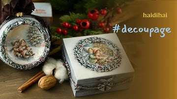 Vintage Christmas Ornament & Box | Decoupage DIY Tutorial  Crackle & Modeling Paste Effects