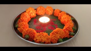 रंगोली और फूल से सजाएं आरती की थाली।Simple Aarti Thali Decoration Ideas|Mayurithakur