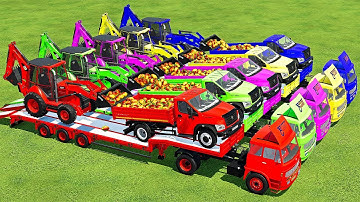 LOAD & TRANSPORT CAT BACKHOE LOADERS AND MANGO WITH SKODA TRUCKS - Farming Simulator 22