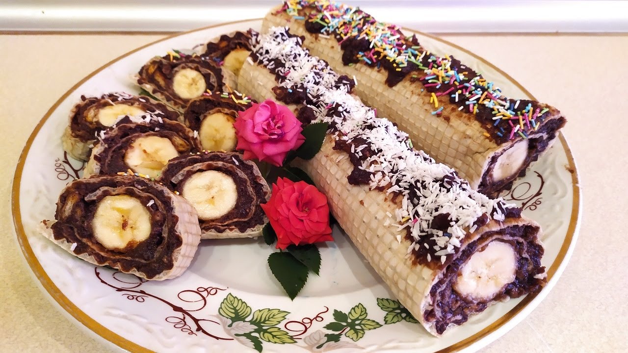 Rolada waflowa z bananem