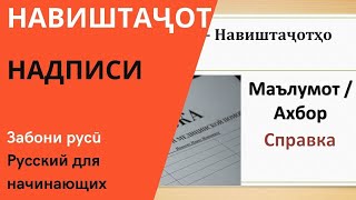 Дарс / омузиши забони русӣ: Навиштачотхо - изучаем Надписи