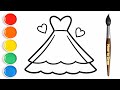 Cute Dress Drawing, Colouring for Kids and Toddlers / Kids Drawing Lesson