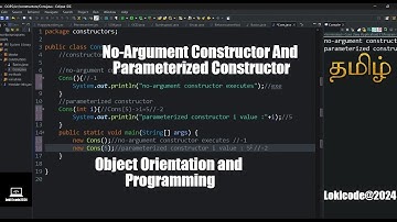 No-argument and Parameterized Constructor|Object Orientation and Programming |#java#javatamil#coding