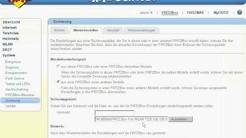 fritzbox sichern und wiederherstellen