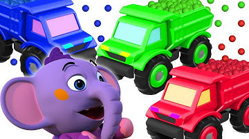Kent el Elefante | Camiones de carga con bolitas de colores - Juega y aprende