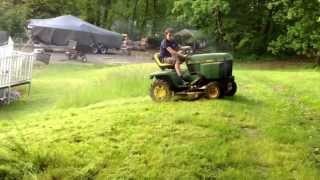John Deere 332 diesel mowing.