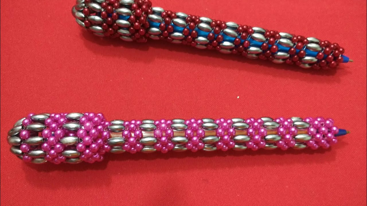 Capa de caneta de pérolas e arroz (Ana Lu)