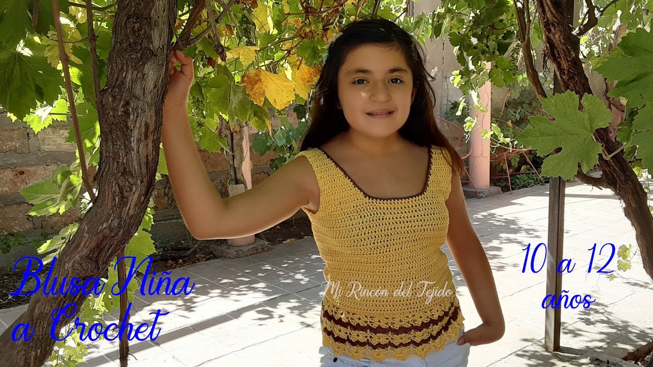 Blusa Niña Crochet (Ganchillo) Amarillo 10 a 12 años Muy Facil Tutorial a Paso (Parte 2 de 2) - YouTube