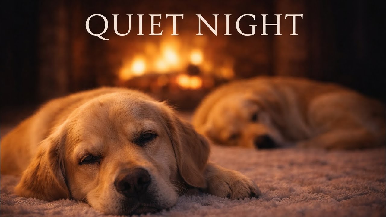 Quiet Night Dogs 🔥 Fireplace & Silence | 深夜リラックス 60min