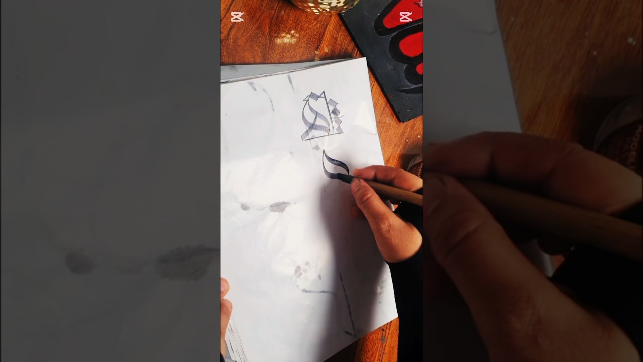 ✨✍🏻 Wisam Ka Haa(ھ)2nd form  Arabic Calligraphy!#Shorts #IslamicArt