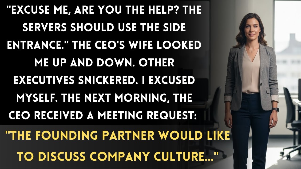 Жена босса назвала меня «прислугой» на корпоративном вечере — я молчаливый партнер, который нанял...