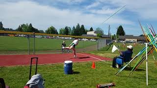 All six of Andrew's javelin throws at Regionals 2019