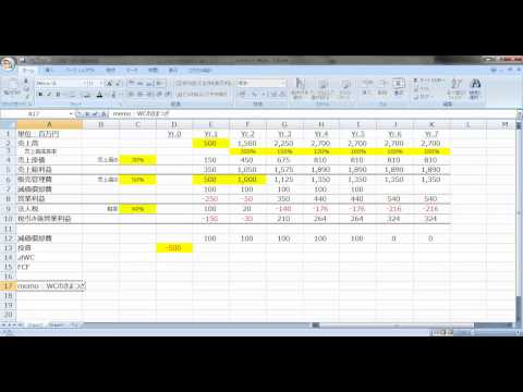 DCF（NPV、IRR）法のエクセルシートの作り方（1/3）