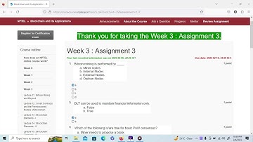 Blockchain and its Applications NPTEL SWAYAM Course Week 3 Assignment Answers