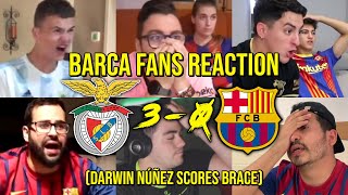 BARCA FANS REACTION TO BENFICA 3 - 0 BARCELONA (DARWIN NÚÑEZ SCORES BRACE VS BARCA) | FANS CHANNEL