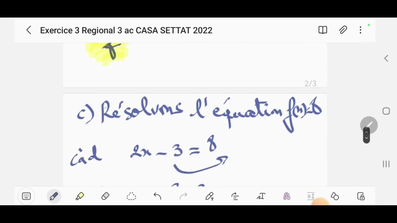 REGIONAL | Math 3 AC 2022 | Exercice 3 | CASA-SETTAT 📏📐📈