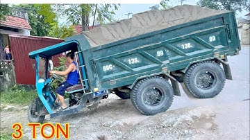 Amazing great truck | Công nông siêu khủng chở cát lao dốc , máy 36 phanh hơi cực chất | máy xúc cát