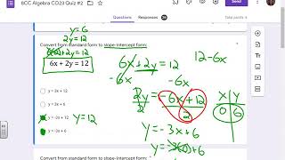 Algebra CO23/PO20 Review 11/24/20...Standard to Slope-Intercept Form and Function Notation