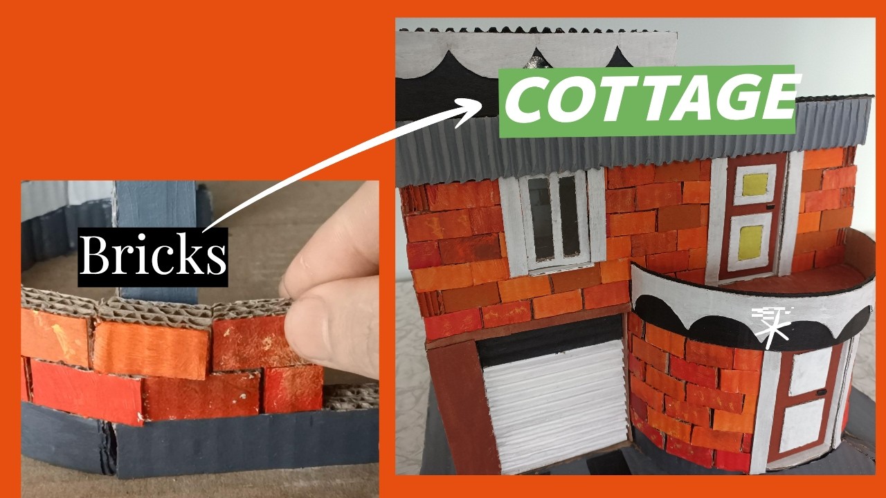 Назва How to Make a Miniature Brick Cottage – Cardboard Bricks + Gray Terrace DIY
