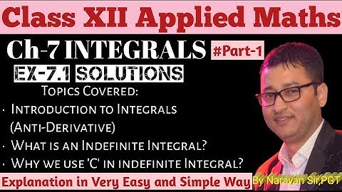 Ex-7.1 Solutions•Introduction Ch-7 Integrals•APC ML Aggarwal•12th Applied Maths and Core Maths NCERT